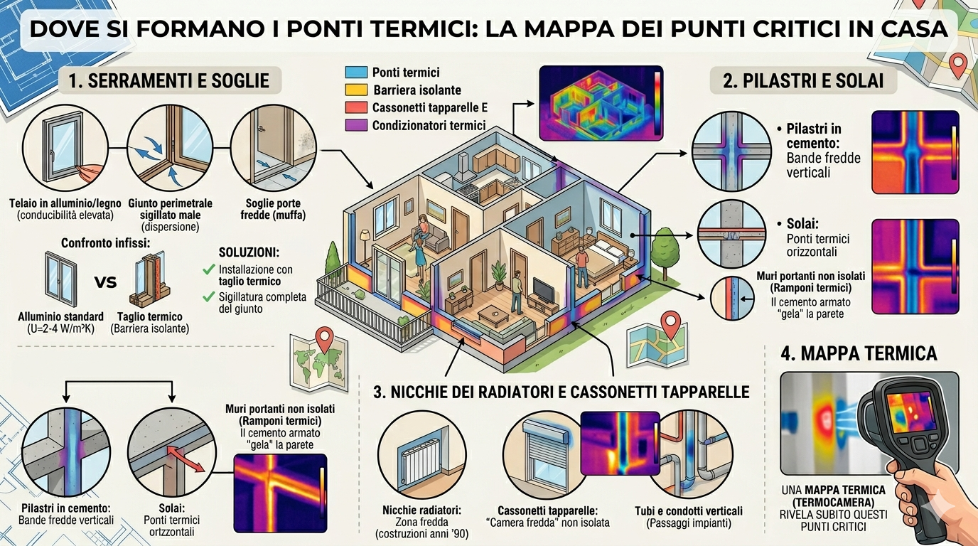 dove si formano i ponti termici